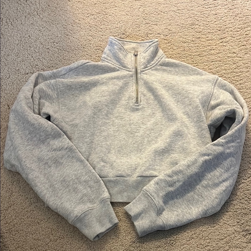 TNA. Cropped half zip sweater